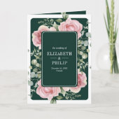 Blush Pink Floral Eucalyptus Emerald Green Wedding 招待状 (正面)