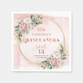 Blush Pink Floral Eucalyptus Napkin for Quince  スタンダードカクテルナプキン (正面)