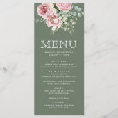 Blush Pink Floral Eucalyptus Sage Green Wedding メニュー (正面)