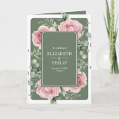 Blush Pink Floral Eucalyptus Sage Green Wedding 招待状 (正面)