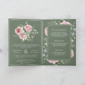 Blush Pink Floral Eucalyptus Sage Green Wedding 招待状 (内部)