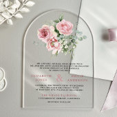 Blush Pink Floral Eucalyptus Wedding アクリル招待状