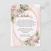 Blush Pink Floral Eucalyptus Wedding Details Card エンクロージャーカード (正面)
