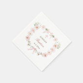 Blush Pink Floral Frame Baptism スタンダードカクテルナプキン (角)