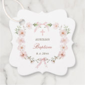 Blush Pink Floral Frame Baptism フェイバータグ (正面)