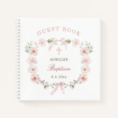 Blush Pink Floral Frame Baptism Guest Book ノートブック (正面)