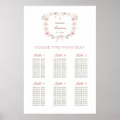 Blush Pink Floral Frame Baptism Seating Chart ポスター (正面)