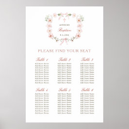 Blush Pink Floral Frame Baptism Seating Chart ポスター