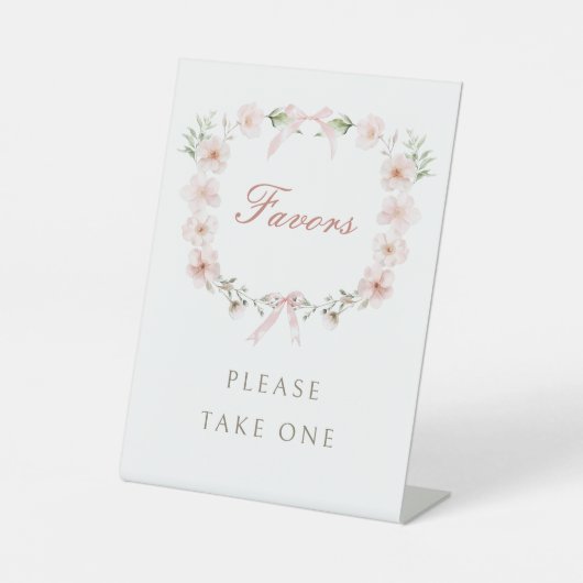Blush Pink Floral Frame Favors 台座サイン (正面)