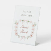 Blush Pink Floral Frame Guest Book 台座サイン (正面)
