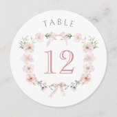 Blush Pink Floral Frame Round Table Number (正面)