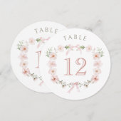 Blush Pink Floral Frame Round Table Number (正面/裏面)