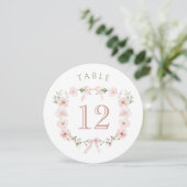Blush Pink Floral Frame Round Table Number (スタンド正面)