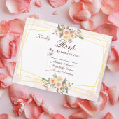 Blush Pink Floral Geometric Wedding RSVP Card 招待状