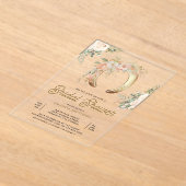 Blush Pink Floral Gold Horseshoe Bridal Shower アクリル招待状 (レイダウン)