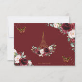 Blush Pink Floral Gold Paris Quinceañera QR Code 出欠カード (裏面)