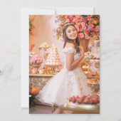 Blush Pink Floral Gold Tiara Photo Quinceanera 招待状 (裏面)