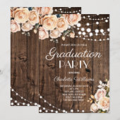 Blush Pink Floral Graduation Party 招待状 (正面/裏面)