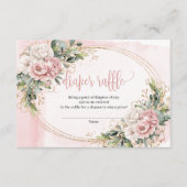 Blush Pink Floral Greenery Baby Shower Raffle Card エンクロージャーカード (正面)