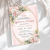 Blush Pink Floral Greenery Quince Invitation 招待状