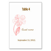 Blush Pink Floral Guest Name & Table Number Card テーブルナンバー (裏面)