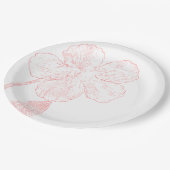 Blush Pink Floral Line Art Wedding ペーパープレート (アングル)