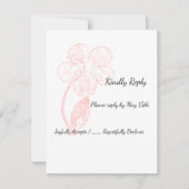 Blush Pink Floral Line Art Wedding 出欠カード (正面)