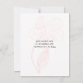 Blush Pink Floral Line Art Wedding 出欠カード (裏面)