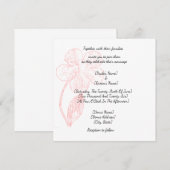 Blush Pink Floral Line Art Wedding 招待状 (正面/裏面)