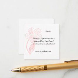 Blush Pink Floral Line Art Wedding Details エンクロージャーカード