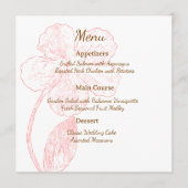 Blush Pink Floral Line Art Wedding Menu Card メニュー (正面)