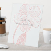 Blush Pink Floral Line Art Wedding Thank You  台座サイン (インサイチュ)