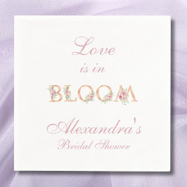 Blush Pink Floral Love is in Bloom Bridal Shower スタンダードカクテルナプキン