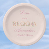 Blush Pink Floral Love is in Bloom Bridal Shower ペーパープレート
