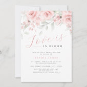 Blush Pink Floral Love is in Bloom Bridal Shower 招待状 (正面)