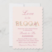 Blush Pink Floral Love is in Bloom Bridal Shower 招待状 (正面)