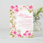 Blush Pink Floral Love is in Bloom Bridal Shower 招待状 (スタンド正面)