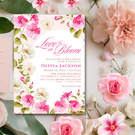 Blush Pink Floral Love is in Bloom Bridal Shower 招待状
