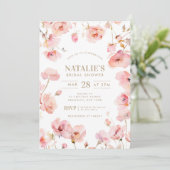 Blush Pink Floral Love is in Bloom Bridal Shower 招待状 (スタンド正面)