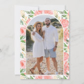 Blush Pink Floral Mason Jar Photo Wedding セーブザデート (裏面)