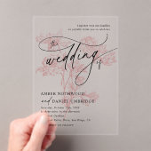 Blush Pink Floral Modern Minimalist Wedding アクリル招待状 (インサイチュ (ポータブル))