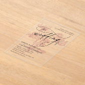 Blush Pink Floral Modern Minimalist Wedding アクリル招待状 (レイダウン)