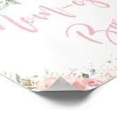 Blush Pink Floral Mom-osa Bar Baby Shower Sign ポスター (角)