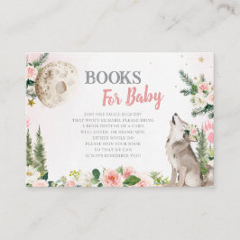 Blush Pink Floral Moon Forest Wolf Books for Baby エンクロージャーカード