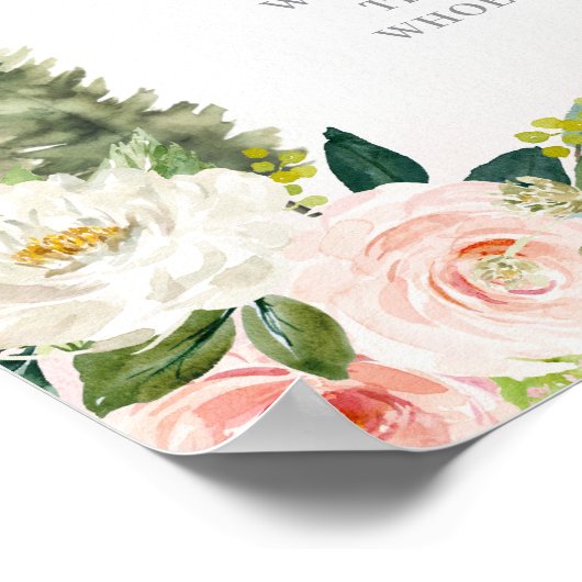 Blush Pink Floral Moon Forest Wolf Mom's Belly ポスター (角)