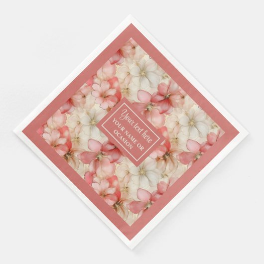 Blush Pink Floral Napkin Elegant Wedding Tableware (コーナー)