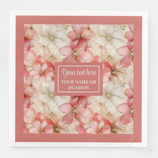 Blush Pink Floral Napkin Elegant Wedding Tableware (正面)