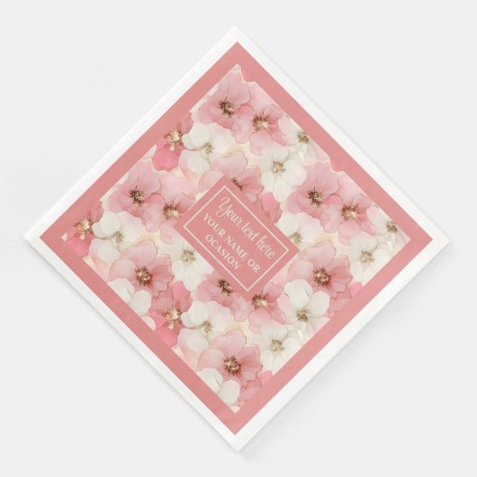 Blush Pink Floral Napkins Elegant Wedding Gift (コーナー)