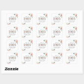 Blush Pink Floral Numbers Graduation Sticker スクエアシール (シート)