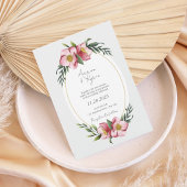 Blush Pink Floral Oval Wedding Invitation 招待状
